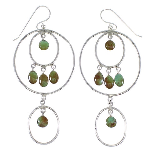 Authentic Sterling Silver Turquoise Hook Dangle Earrings RX56749